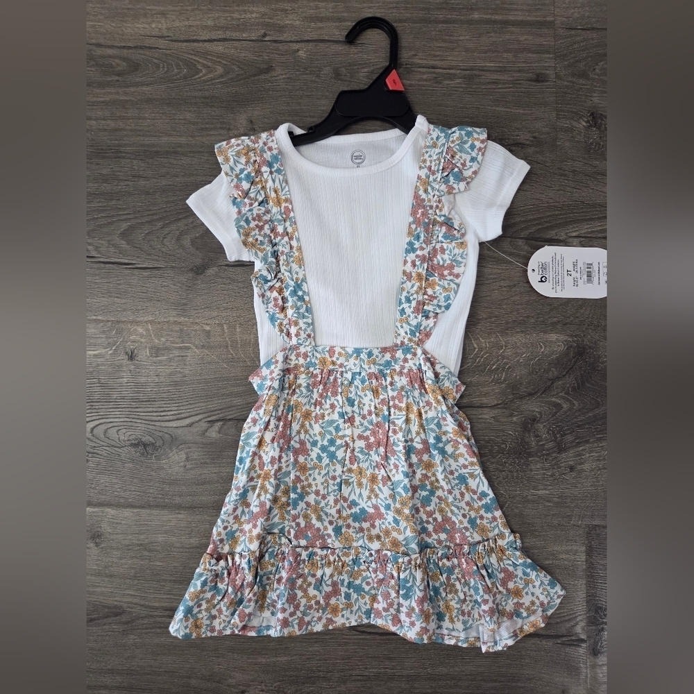 Wonder Nation Girls Pinafore Dress Set Size 2t NWT